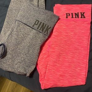 Two pink cropped leggings
